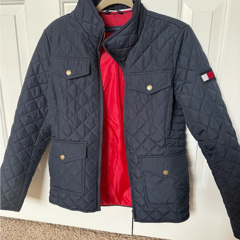Tommy Hilfiger Black Quilted Jacket with Red Lining